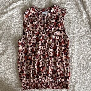 Evereve Floral Sleeveless Blouse - Rust/Blue